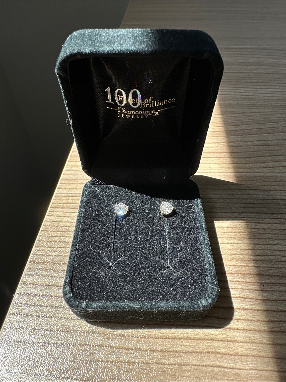 CZ Stud Earrings in 14k gold setting - Picture 2 of 4